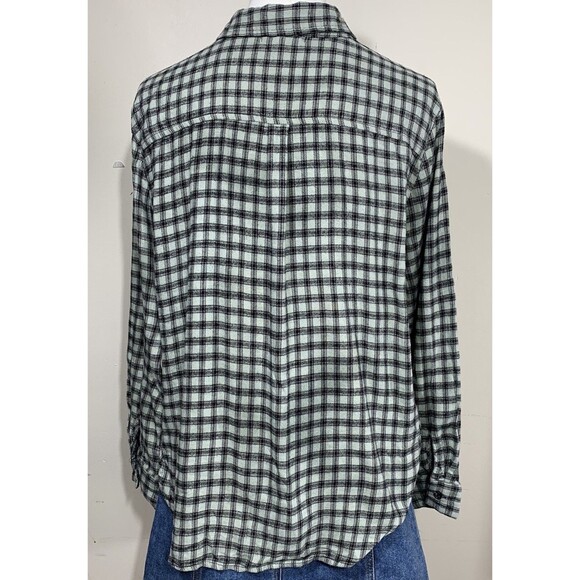 Copper Key Women’s Plaid Flannel Shirt XS Mint Green Black Long Sleeve Button Up - Picture 4 of 8